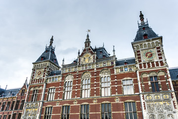 Amsterdam central railway station in Netherlands.