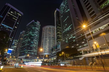Foto auf Acrylglas Nachtstraße in Hongkong © Noppasinw