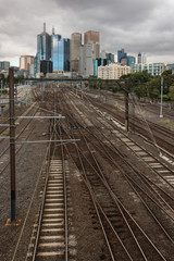 Fototapeta premium railway tracks in Melbourne, Australia