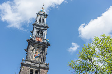 Fototapeta na wymiar Western church in Amsterdam, Netherlands.