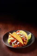  Mexicaanse taco met pittig vlees en salade © exclusive-design