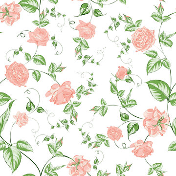 Seamless texture of beautiful roses for textiles