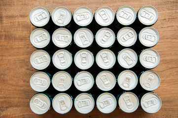 drink cans. Top view