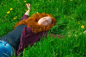 red-haired girl in the spring- meadow © Firma V