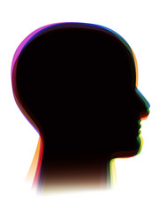 Verschobene Farbschichten eines menschlichen Kopfes im Profil