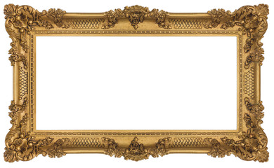 Golden Frame isolated on white background - obrazy, fototapety, plakaty