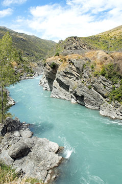 landscape with river in New Zealand