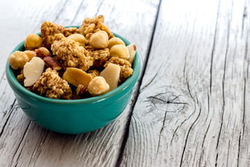 Cereal with almonds and peanuts