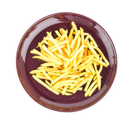 French fries dish isolated white background