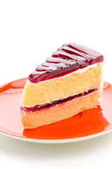 Strawberry cake isolated on white background