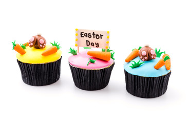 Easter cupcakes isolated white background