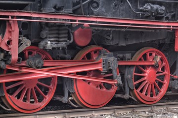 Fototapeta na wymiar The details of steam locomotive