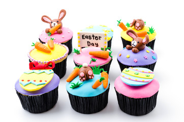 Easter cupcakes isolated white background