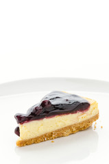 Blueberry cheesecake isolated white background