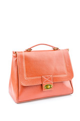 Woman leather bag isolated white background