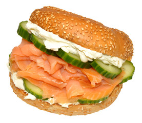 Fresh Smoked Salmon And Cream Cheese Bagel Sandwich