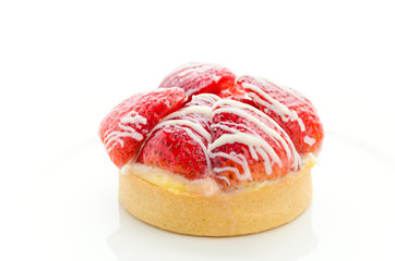 Strawberry tart isolated on white