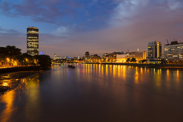 Thames River In London At Night