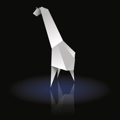 White origami giraffe on dark background