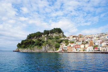 Parga town and port  in Greece. Ionian sea - 64250266