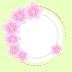 circle background with pink flowers
