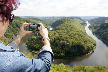 Blick von der Cloef auf die Saarschleife