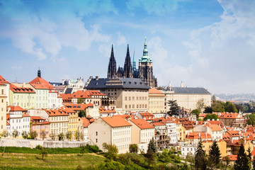 Fototapeta na wymiar Spring Prague Castle Photo - The Cathedral of St Vitus
