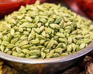 Green Cardamom seeds in a bowl