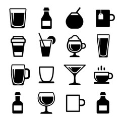 Drink and beverage icons set