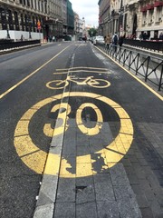 Bike sign in the floor
