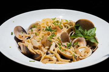 Close up Spaghetti Vongole with Chilli