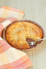 Apple Pie on a Brown Rustic Wooden Background