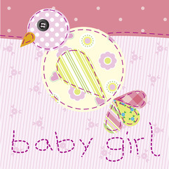 baby girl pink patchwork with bird