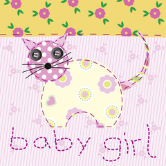 baby girl pink patchwork with cat