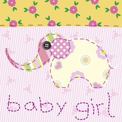 baby girl pink patchwork with elephant