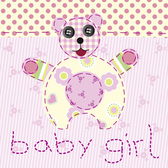 baby girl pink patchwork with teddy bear