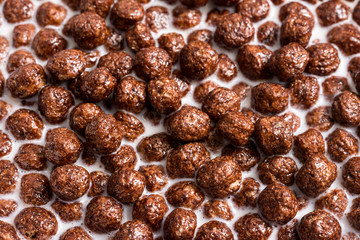 Breakfast Chocolate Balls Corn Flakes And Milk