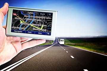 gps in a man hand.