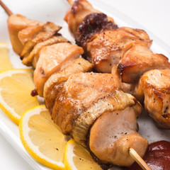 Skewers of chicken meat