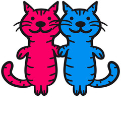 2 Pärchen Katzen Liebe