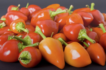  Hot chili peppers on black