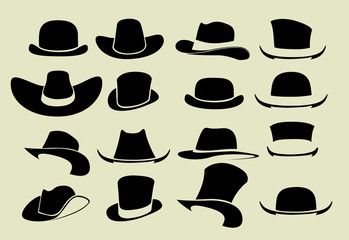 Set of hats - obrazy, fototapety, plakaty