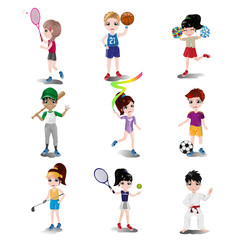 Fototapeta premium Kids exercising and playing different sports