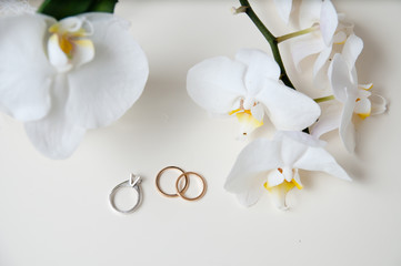 Wedding Rings with Orchids