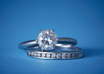 Diamond engagement and wedding rings