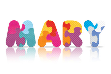 Vector MARY written with alphabet puzzle