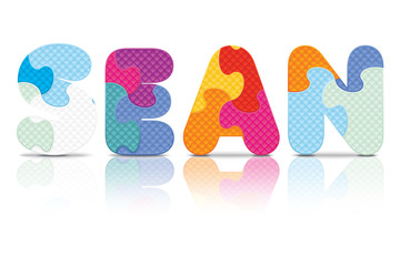 Vector SEAN written with alphabet puzzle