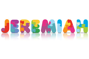 Vector JEREMIAH written with alphabet puzzle