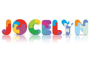 Vector JOCELYN written with alphabet puzzle