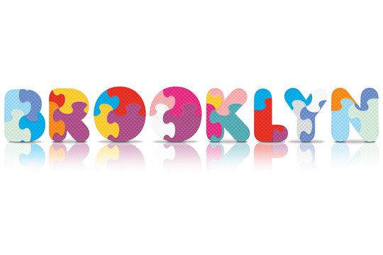 Vector BROOKLYN written with alphabet puzzle